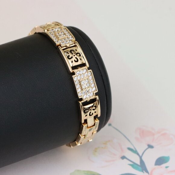 "Rose Gold Plated Designer Bracelet with Intricate Square Accents, XPBL0947 - Picture 5 of 12